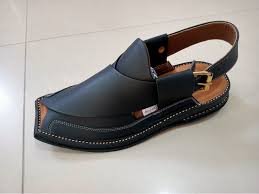 Handmade Black Peshawari Chappal Premium Leather Traditional Footwear